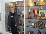Picture of student looking at the trophys